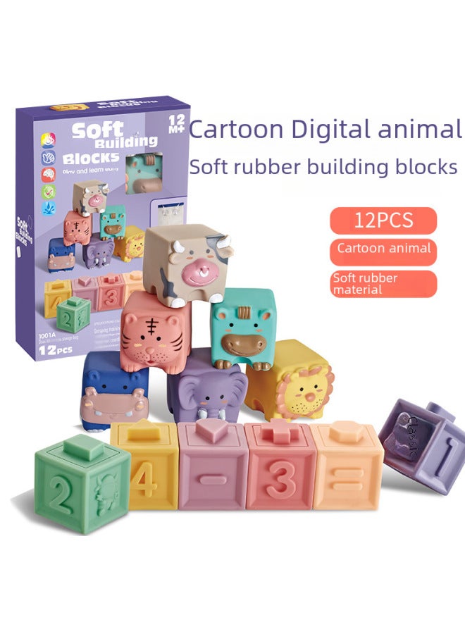 Baby Soft Silicone Building Blocks Education Toy Teeth Grinding Boiled Silicone Particle Building Blocks Intelligence Soothing-Color:1049 Soft Rubber 6 Color Box - Image 2