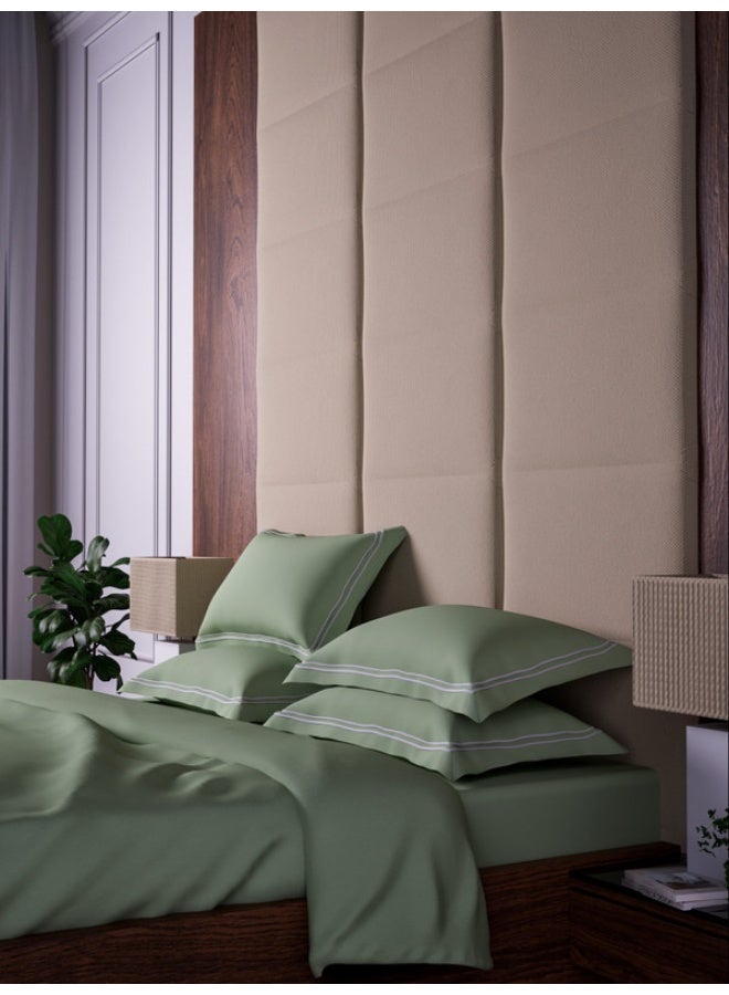MULBERRY LIVING 100% Cotton - 500Tc Opulent Hue King Size (180X200 Cms) Fitted Bedsheet With 2 Pillow Covers (50X75 Cm) - Tea Green - Image 5