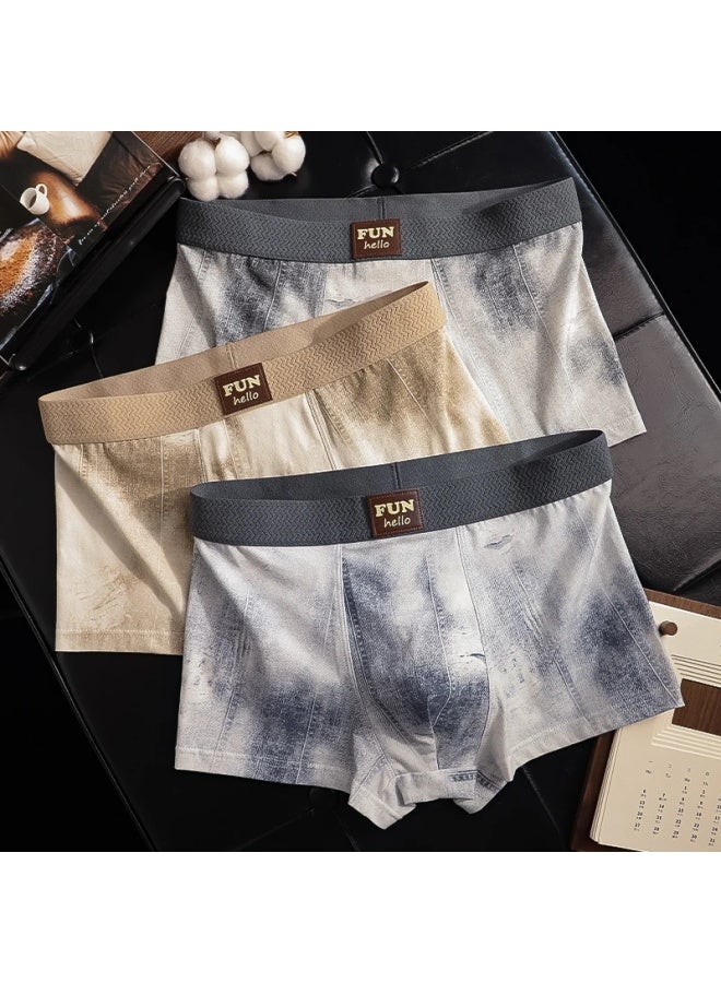 Modal Soft Cotton Denim Style Men's Boxer Briefs Pure Cotton Antibacterial Moisture-resistant Men's Underwear 2XL - Image 1