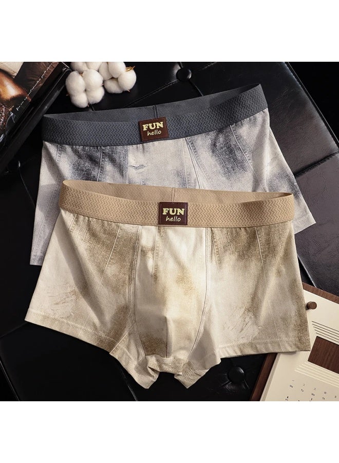 Modal Soft Cotton Denim Style Men's Boxer Briefs Pure Cotton Antibacterial Moisture-resistant Men's Underwear 2XL - Image 2
