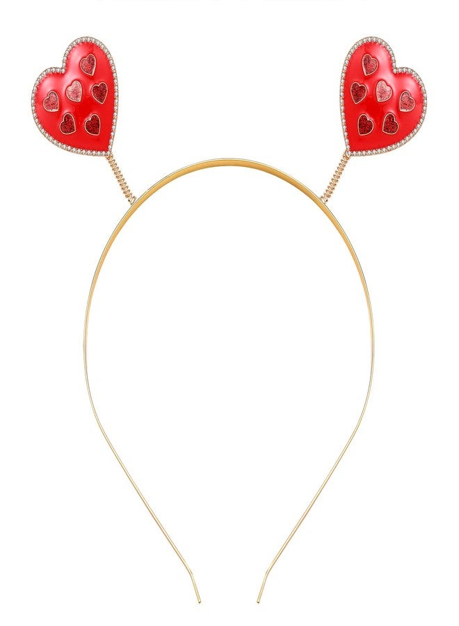BVGA Valentines Day Headband Sparkling Rhinestone Enamel Heart head Boppers Hairband for women Girls Fashion Trendy Wobbly Love Spring Headband for Holiday Party Hair Hoop Accessory - Image 1