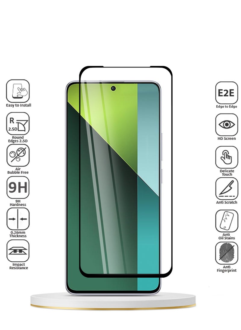 Techie - واقي شاشة كامل من الزجاج المقوى عالي الجودة بدرجة صلابة 10H لهاتف Redmi Note 13 Pro - مضاد للخدش ومضاد لبصمات الأصابع ومضاد للفقاعات - Image 1