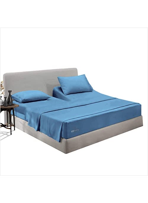 SGI bedding SGI bedding 36 King Split Top Flex Head Sheet Set 1800 Threads Flex Top Sheet for Adjustable Bed 4 Piece Sheet Set 18 Deep Pocket for Sleep Number Bed  Mediterranean Blue 