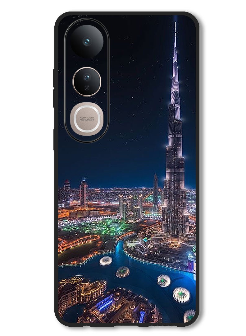 Theodor Case Compatible with Vivo V50 Lite Protection Shockproof Bumper Cover Burj Khalifa Night View - Image 1