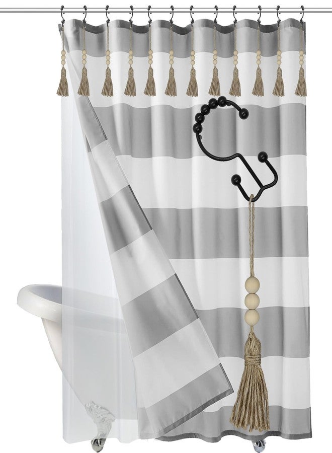 Yapicoco حلقات وخطافات ستارة الحمام من يابيكوكو، 12 قطعة من خطافات الستائر المزدوجة المنزلقة المصنوعة من الفولاذ المقاوم للصدأ البرونزي (برونزية مع شرابات) - Image 5