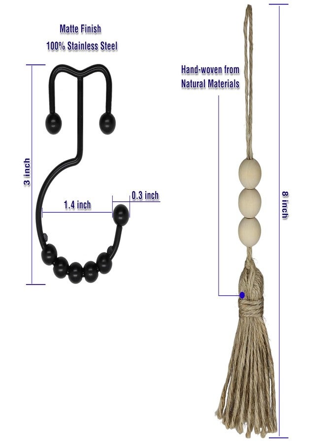 Yapicoco حلقات وخطافات ستارة الحمام من يابيكوكو، 12 قطعة من خطافات الستائر المزدوجة المنزلقة المصنوعة من الفولاذ المقاوم للصدأ البرونزي (برونزية مع شرابات) - Image 2