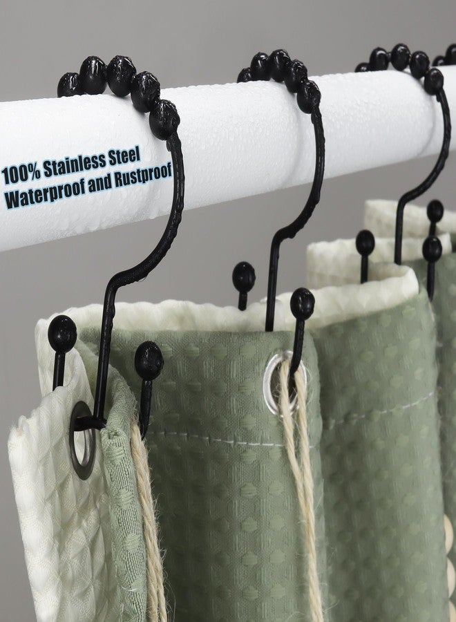 Yapicoco حلقات وخطافات ستارة الحمام من يابيكوكو، 12 قطعة من خطافات الستائر المزدوجة المنزلقة المصنوعة من الفولاذ المقاوم للصدأ البرونزي (برونزية مع شرابات) - Image 3