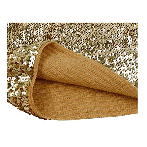 Fenyong Womens Sparkly Sequin Mermaid Crop Tops, Strapless Metallic Tube Tops for Party Clubwear(Gold) - Image 2