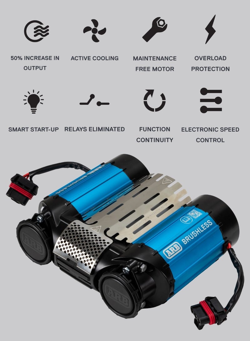 اي ار بي ضاغط هواء مدمج ARB CKBLTA12 بمحركين بدون فرشاة - منفاخ إطارات 12 فولت، أسرع بنسبة 50%، تبريد نشط، تقنية ذكية، مثالي لسيارات الدفع الرباعي على الطرق الوعرة ونفخ الإطارات - Image 2