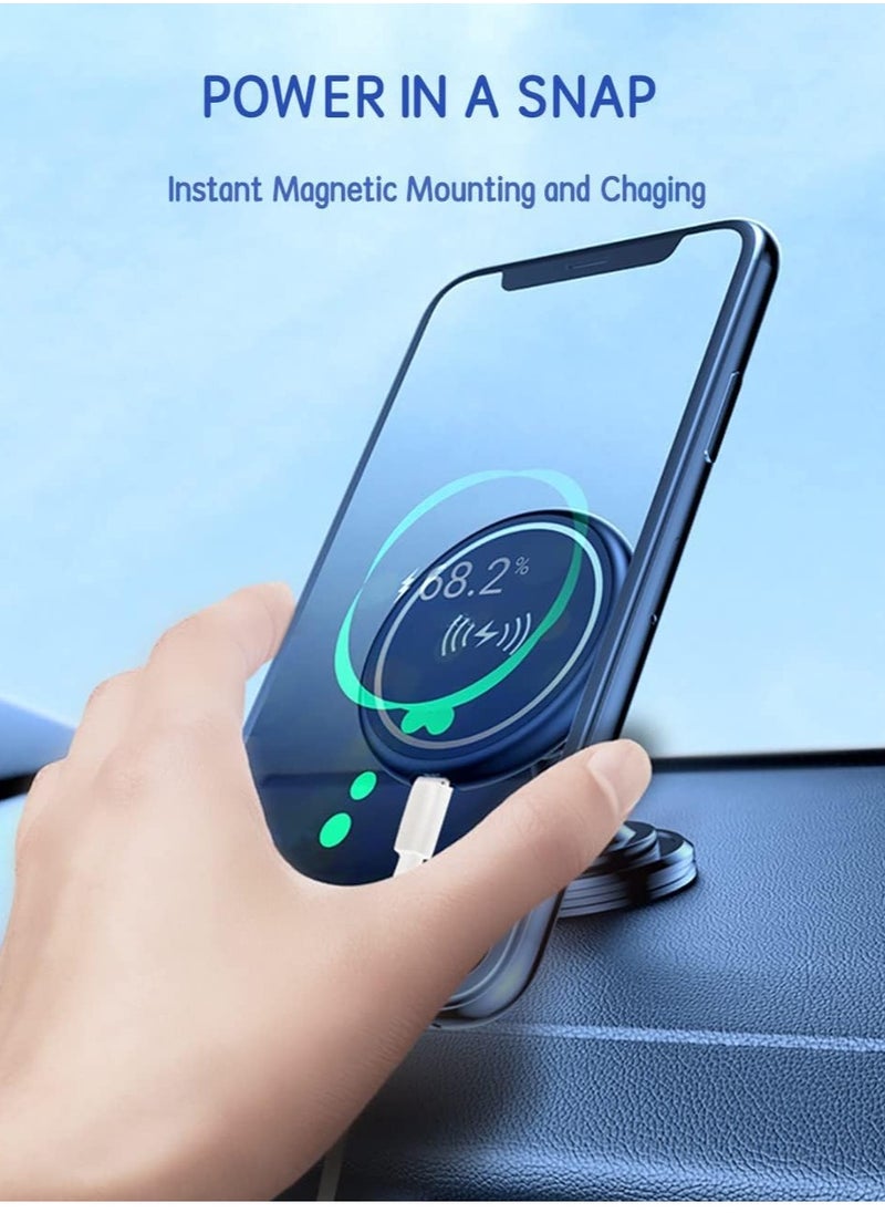SYOSI - 15W Wireless Car Charger, Compatible With Magsafe Mount, Magnetic/Magnet Fast Charging Phone Holder iPhone 14/14 Plus/14 Pro/Pro Max/13/12/12 13 Max/Mini - Image 1