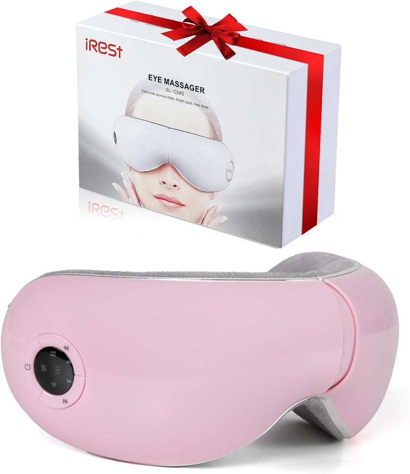 iRest iRest Eye Massager with Heat Compression and Vibration,Smart Eye Mask Massager for Migraine Improve Sleep,Eye Massage for Relieve Eye Strain Dry Eye Dark Circles Eye Bags,Ideal Gift for Love,Pink 