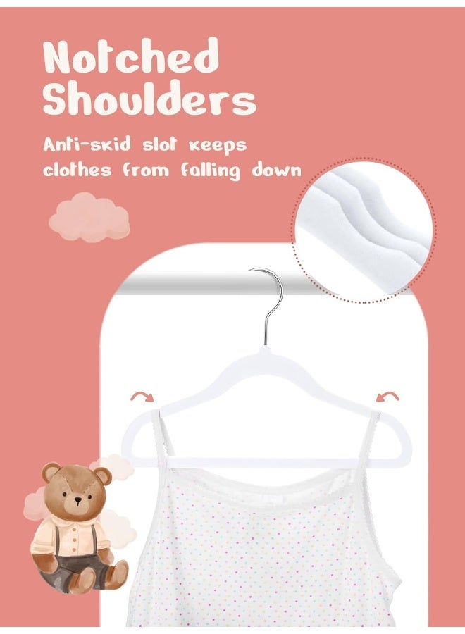 HOUSE DAY HOUSE DAY Velvet Baby Hangers 50 Pack, Premium Children's Hangers for Baby, Infant & Toddler Clothes, Durable Non Slip Baby Felt Hangers White, 11 Inch Baby Hangers for Closet, Ideal for Everyday Use  - Image 3