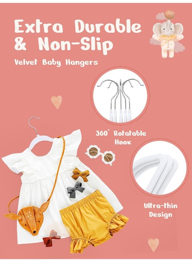 HOUSE DAY HOUSE DAY Velvet Baby Hangers 50 Pack, Premium Children's Hangers for Baby, Infant & Toddler Clothes, Durable Non Slip Baby Felt Hangers White, 11 Inch Baby Hangers for Closet, Ideal for Everyday Use  - Image 5