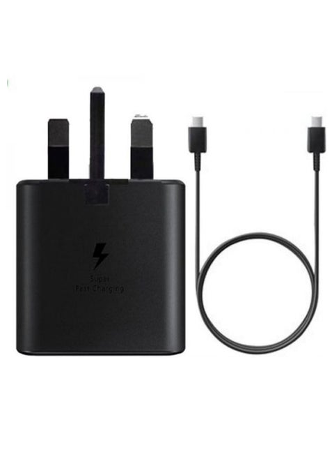 Wall Charger 25W Fast Charging With UK Plug USB-C to USB-C For Samsung Devices With Type C Cable