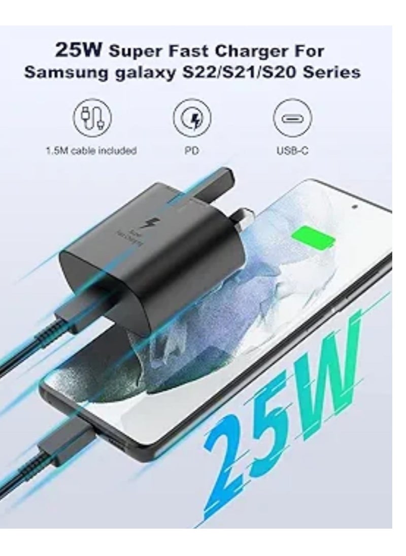 SP Wall Charger 25W Fast Charging With UK Plug USB-C to USB-C For Samsung Devices With Type C Cable  - Image 2