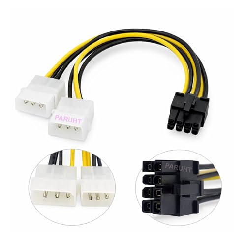 PARUHT 8 Pin PCI Express to Dual 4 Pin Molex LP4 Graphics Card Power Cable,2 x Molex 4 Pin to 8-Pin PCI Express Video Card Pci-e ATX PSU Power Converter Cable (Dual 4Pin to 8Pin Pack-1),Multicolored - Image 3