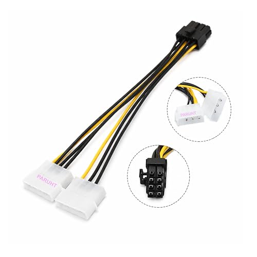 PARUHT 8 Pin PCI Express to Dual 4 Pin Molex LP4 Graphics Card Power Cable,2 x Molex 4 Pin to 8-Pin PCI Express Video Card Pci-e ATX PSU Power Converter Cable (Dual 4Pin to 8Pin Pack-1),Multicolored - Image 2