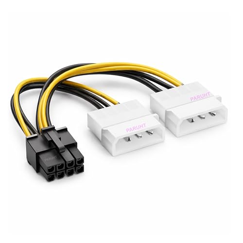 PARUHT 8 Pin PCI Express to Dual 4 Pin Molex LP4 Graphics Card Power Cable,2 x Molex 4 Pin to 8-Pin PCI Express Video Card Pci-e ATX PSU Power Converter Cable (Dual 4Pin to 8Pin Pack-1),Multicolored - Image 1