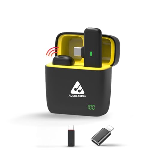 Audio Array AM-W16 Solo Wireless Lapel Over Ear Mic|in-Built ANC,Plug N Play,LongBattery Life,Ultra-Low Latency,Upto 30M Range|Compatible with iPhone&Android|Vlogging,Streaming,Teaching,YouTube,Black - Image 1