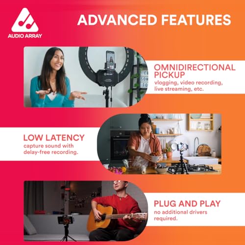 Audio Array AM-W16 Solo Wireless Lapel Over Ear Mic|in-Built ANC,Plug N Play,LongBattery Life,Ultra-Low Latency,Upto 30M Range|Compatible with iPhone&Android|Vlogging,Streaming,Teaching,YouTube,Black - Image 4