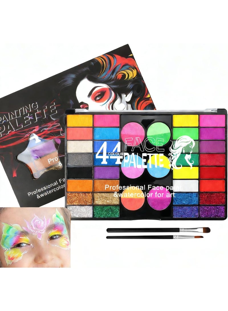 Children Face Painting Set, This 44-Color Face Makeup Palette Is Safe, Non-Toxic, Vibrant, And Easy To Clean. Suitable For Holiday Parties, Cosplay, And Both Adults And Children - Image 1