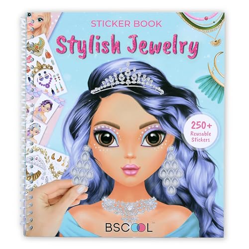 BSCOOL Sticker Stylish Dress up Jewelry Sticker Activity Book for Kids Learn Girls Fashion Design with Stickers and Guides for Kids 5 and up with 250 Reusable Stickers Easter Gift for Girls - Image 1