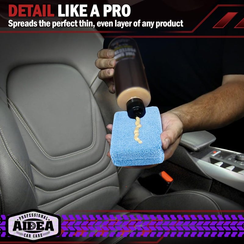 AIDEA Microfiber Applicator Pad-8Pack, Car Wash Sponge, Premium Microfiber Sponge and Cleaning Pads, Perfect for Effortless Wax, Sealant, and Conditioner Application, Car Detailing Supplies, Blue - Image 5