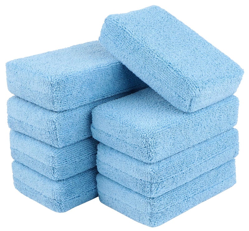 AIDEA Microfiber Applicator Pad-8Pack, Car Wash Sponge, Premium Microfiber Sponge and Cleaning Pads, Perfect for Effortless Wax, Sealant, and Conditioner Application, Car Detailing Supplies, Blue - Image 1