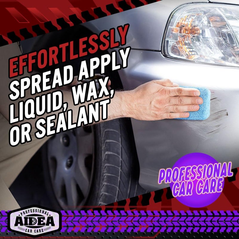 AIDEA Microfiber Applicator Pad-8Pack, Car Wash Sponge, Premium Microfiber Sponge and Cleaning Pads, Perfect for Effortless Wax, Sealant, and Conditioner Application, Car Detailing Supplies, Blue - Image 4