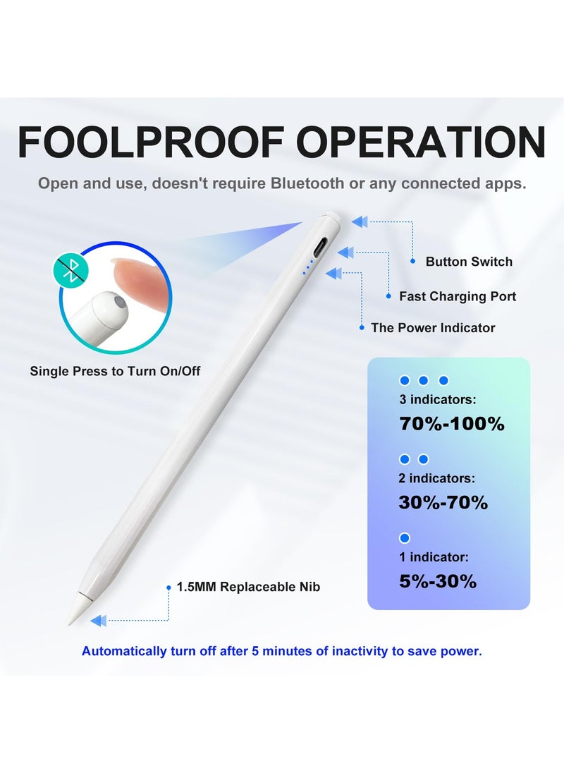 MAKS & CO. Stylus Pen for iPad with Palm Rejection | Active Pencil Compatible with 2018-2022 iPad Pro (11/12.9 Inch), iPad Air 3rd/4th Gen, iPad 6/7/8th Gen, and iPad Mini 5th Gen | Precise Writing and Drawing Tool  - Image 3