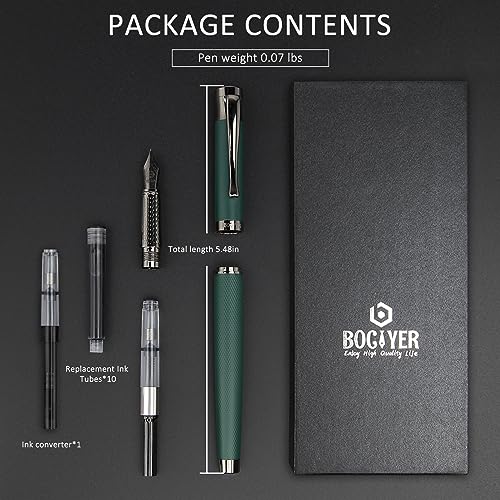 BOCIYER Luxury Fountain Pen Set,Ink Pen for Smooth Writing,Medium Nib,Includes 10 Ink Cartridges&Ink Converter,Best Pen Gift Case for Men & Women,fancy,calligraphy,Executive,Office pen-Blue - Image 4