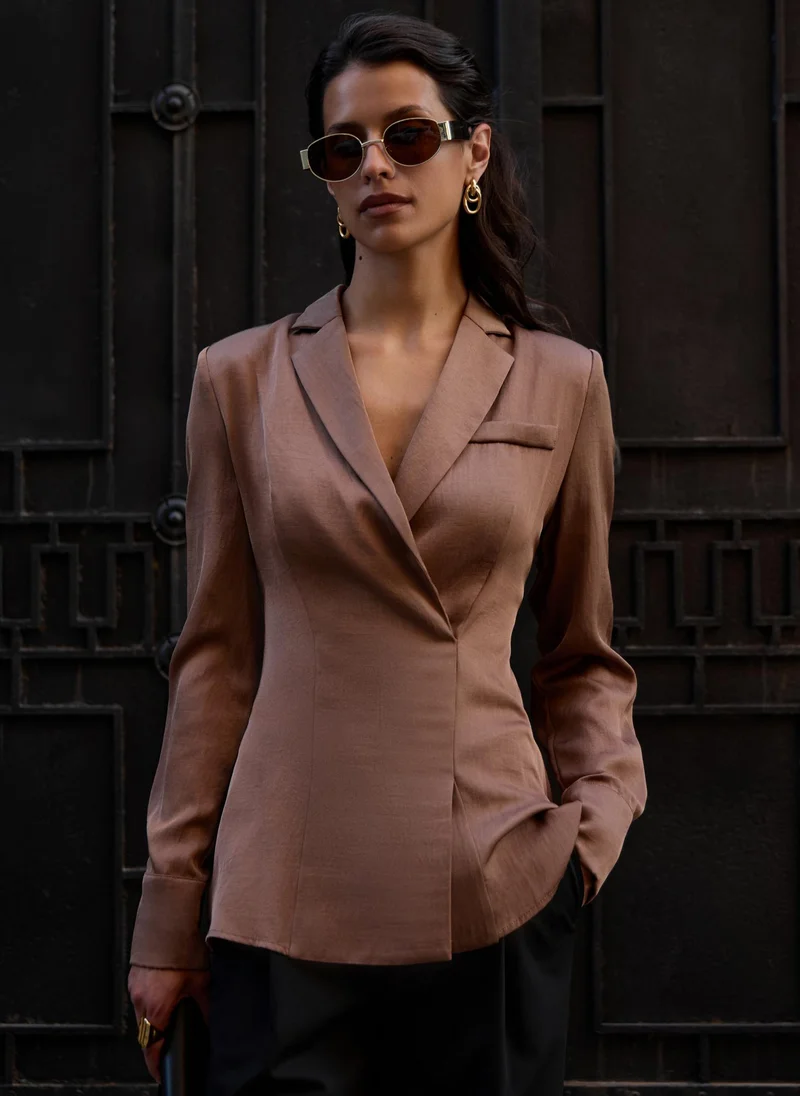 Lichi Fitted blouse with wrap imitation