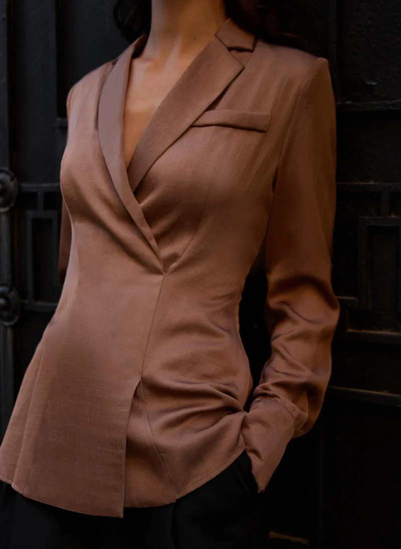 Lichi Fitted blouse with wrap imitation