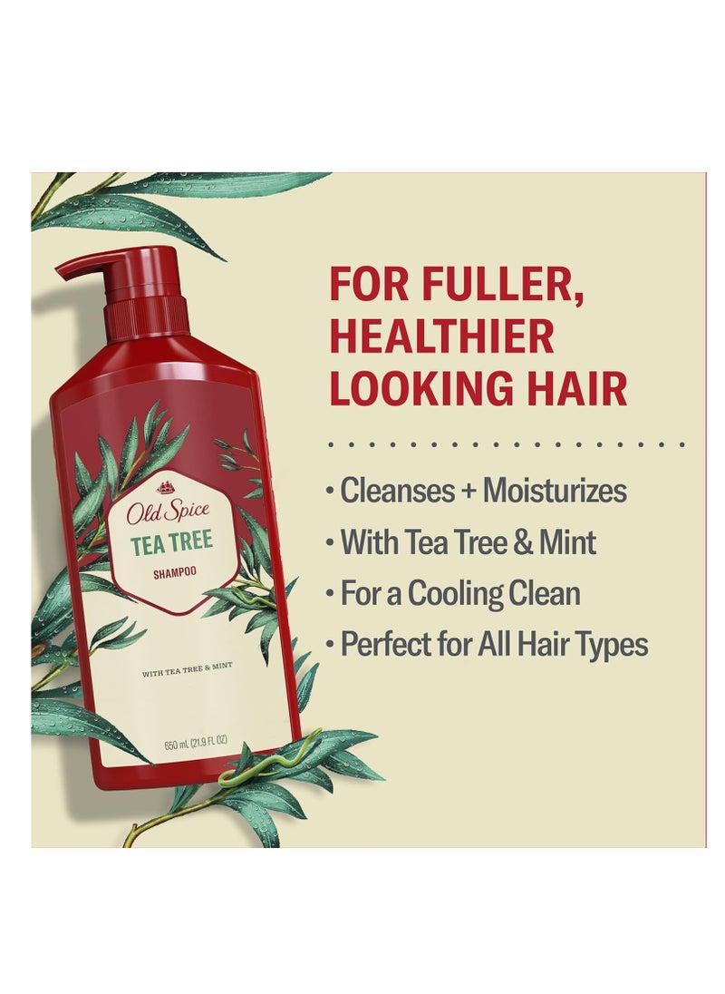 Old Spice - Old Spice Tea Tree Shampoo for Men, Cooling Shampoo with Tea Tree, Removes Built Up Dirt and Oil, 21.9 Oz Each, Twin Pack - Image 1