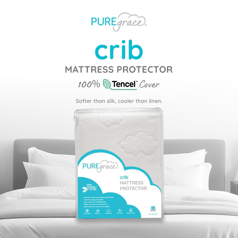 PUREgrace Tencel Mattress Protector (Crib & Toddler) â€“ Waterproof, Noiseless, Breathable Cover with Deep-Pocketed Corners for Cribs and Toddler Mattresses - Image 2