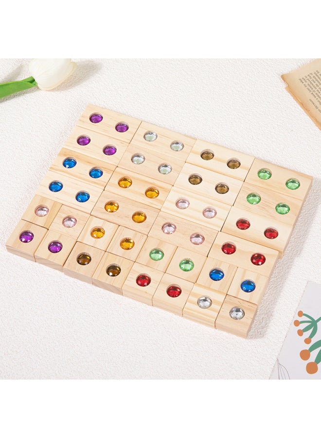 Wooden Large Particle Creative Gem Acrylic Building Blocks Kidsren's Color Cognitive Educational Early Education Wooden Toys - Image 4