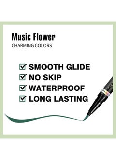 Music Flower Music Flower Eyeliner Pen,Colored Matte Liquid Eyeliner Waterproof Smudge Resistant with Precise Tip (Green)  - Image 3