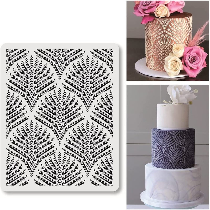 Ivanas 1 PC Cake Stencils Decorating Buttercream- 25cm x 20cm is Ear of Wheat Decorative Graphics for Cake Embossing,Royal Icing,Airbrush,is The Ideal Wedding and Birthday Cake Decoration Tools, CK-11 - Image 1
