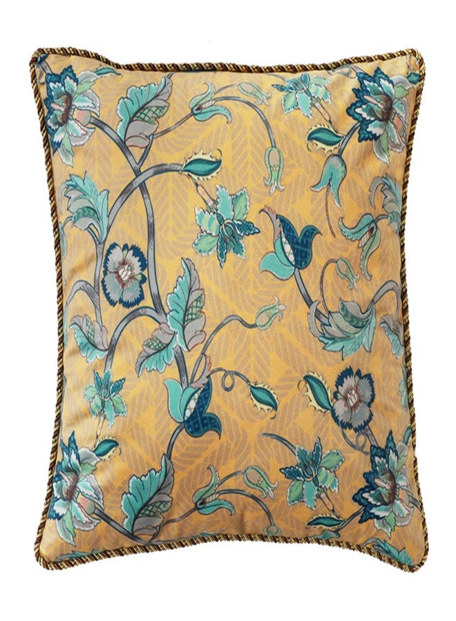 patdrea Designer Classy Throw Pillow Covers 18x18 Inch,Yellow Elegant Velvet Faux Embroidery Vine Floral Pattern,Decorative Square Pillowcases Cushion for Bed Living Room Outdoor Car - Image 1