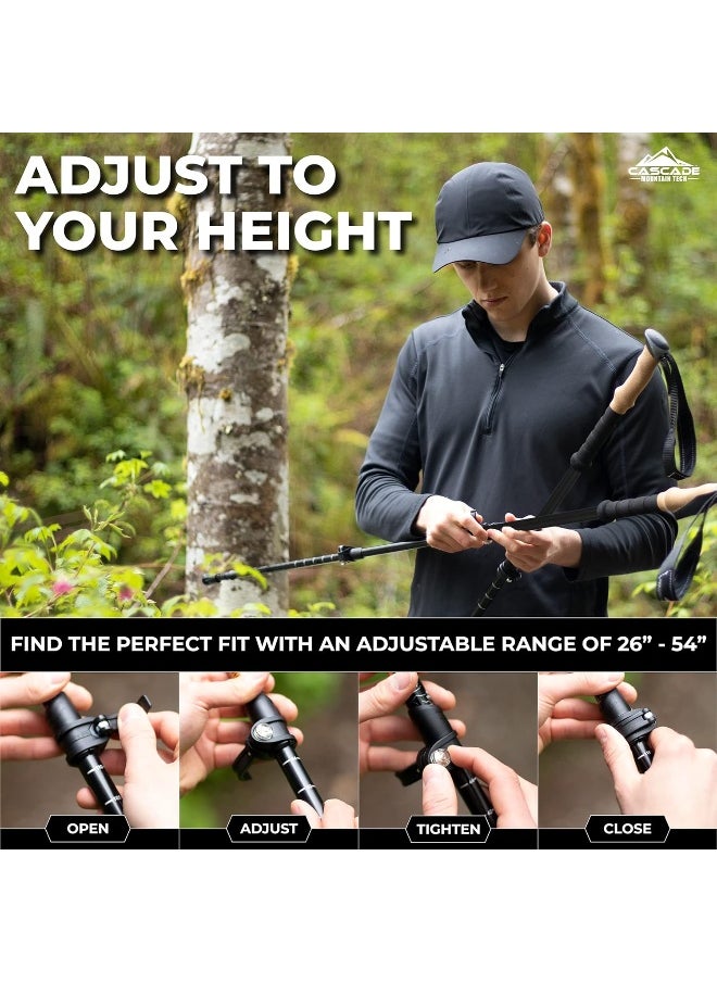 Cascade Mountain Tech Cascade Mountain Tech Trekking Poles - Carbon Fiber Walking or Hiking Sticks with Quick Adjustable Locks  - Image 2