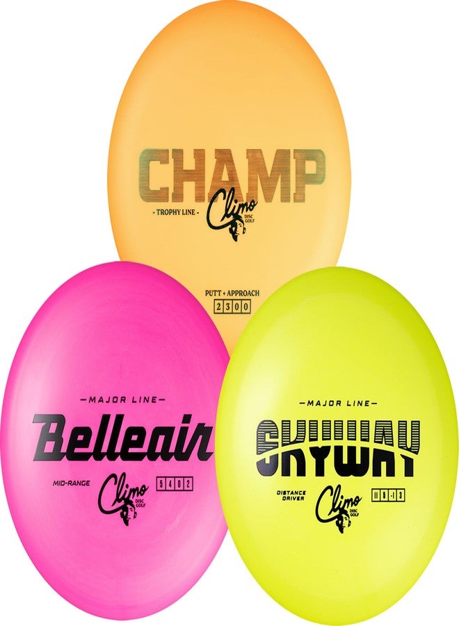 Discraft Climo Disc Golf 3-Pack – Max Weight Champ, Belleair & Skyway – Trophy & Major Line Plastics - Ken Climo 12X World Champion - Image 1