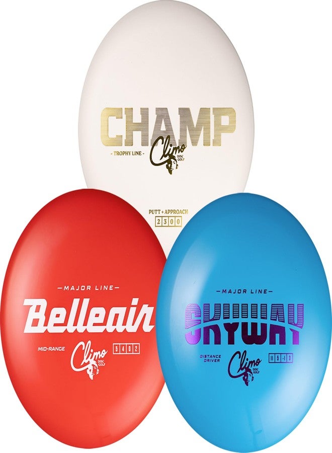 Discraft Climo Disc Golf 3-Pack – Max Weight Champ, Belleair & Skyway – Trophy & Major Line Plastics - Ken Climo 12X World Champion - Image 2