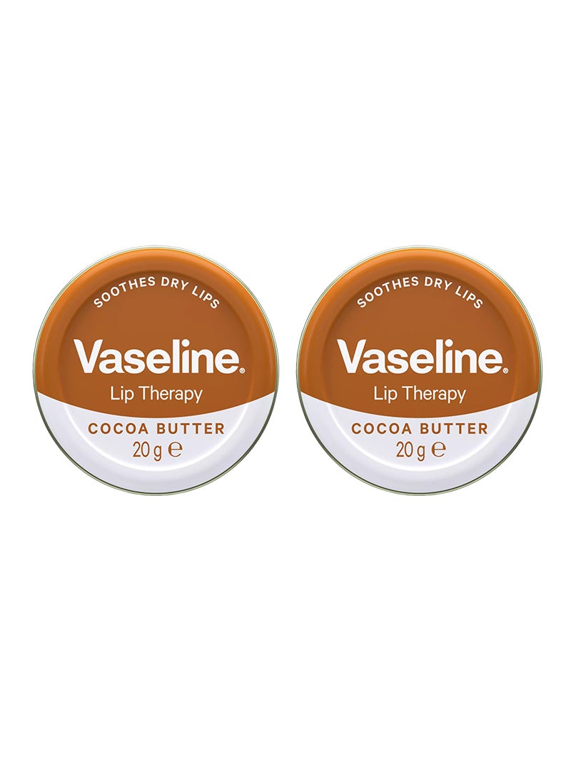 Vaseline Lip Therapy Petroleum Jelly Cocoa Butter, Moisturize & Soothes Dry Lips, 20g Pack Of 2 