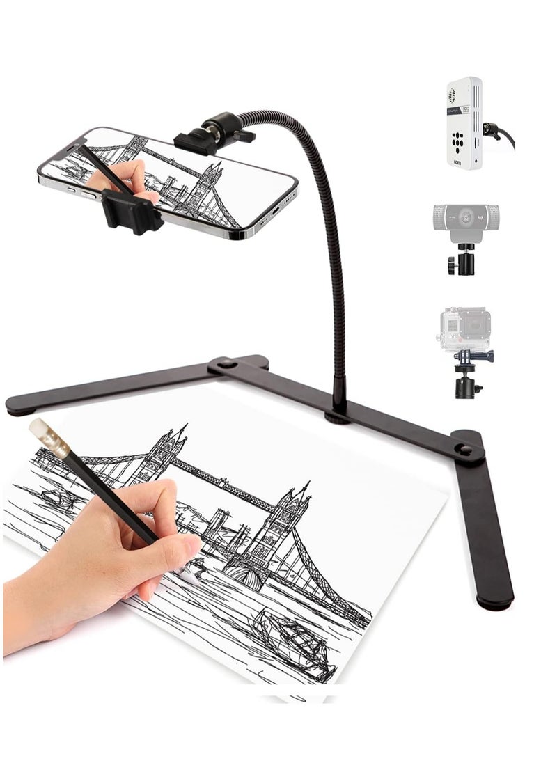 RATSAW - Ajustable Phone Tripod Cellphone Holder Overhead Phone Mount Table Top Teaching Online Stand for Live Streaming and Online Video and Food Crafting Demo Drawing Sketching Recording Cook Recording - Image 1