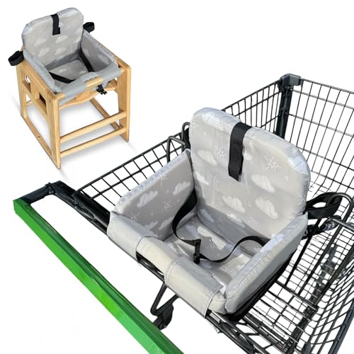 JoSeat Shopping Cart Seat Cover for Baby High Chair Grocery Seat Protector Padded Chair Covers for Restaurant Seats Unisex Machine Washable Grocery Cart Liner Swing Insert Grey Clouds - Image 1