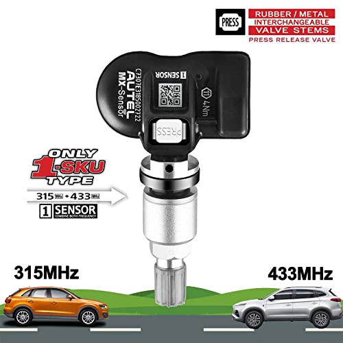 Autel TPMS Sensors, Programmable Mx Sensor for Tire Pressure,315MHz + 433MHz,Press-in OE-Level(4 pcs, Metal valves) Programmed by TS508 TS408 TS508WF TS608 MS906TS ITS600 MS906PRO-TS - Image 4