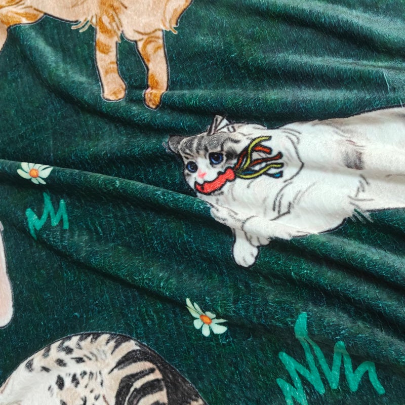 Sviuse Cat Blanket Ultra Soft Flannel Throw Gifts for Cats Lovers Girls Women Mom Green Lovely Kitten Pattern Blankets for Couch Bed Sofa (50"x60", Cat 12) - Image 4