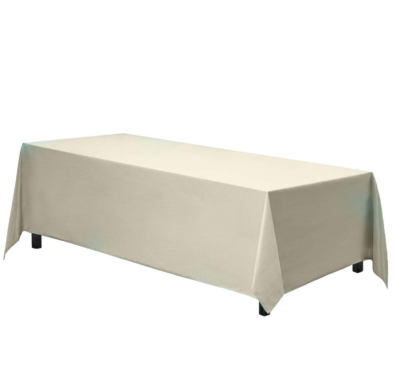 Gee Di Moda Rectangle Tablecloth 90 x 132 Inch Ivory Table Cloth for 6 Foot Tables with FloorLength Drop Heavy Duty Washable Fabric for Holiday Party Dinner Weddings Baby Shower