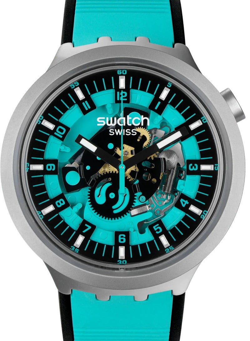 Swatch ساعة سواتش بيغ بولد آيروني SB07S111 بتفاصيل نعناعي، للرجال - Image 1