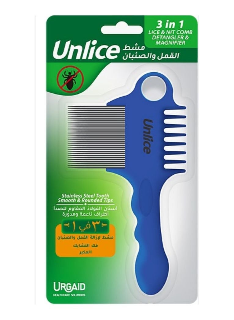Unlice 3 in 1 Lice & Nit Comb Blue